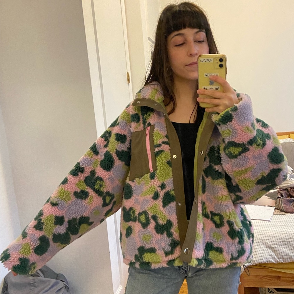Sandy Liang Tim fleece jacket in terrazzo pink